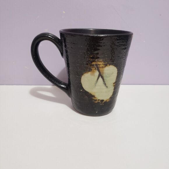 Stonewear Dark Brown  Green Leaf Cottonball 4" Coffee Mug Cup - Picture 4 of 7